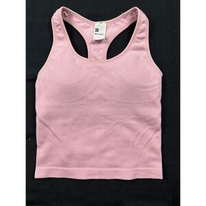 All in Motion Pink Ribbed Racerback Tank Top with Built-in Shelf Bra Womens M